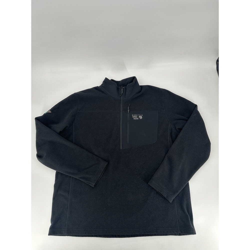 Mountain Hardwear Quarter Zip Fleece Pullover M's Sz‎ 2XL Black San Jose Shark